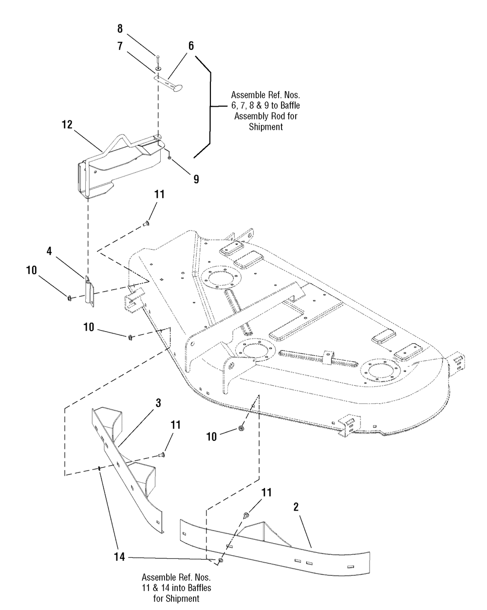 44/50" Mulching Kit Diagram and Parts List for 107337500  Briggs and Stratton Lawn Tractor Accessories